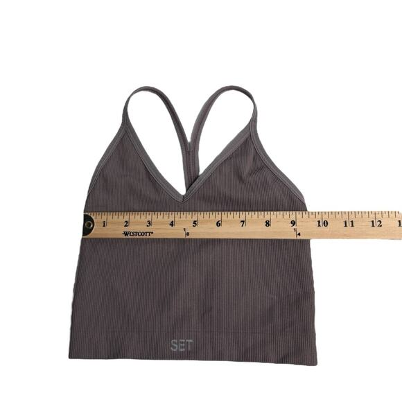 Set Active SculptFlex Ribbed V Bra in Pepper Active Crop Tank Top Women's XS - Picture 4 of 7
